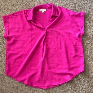 She + Sky Pink Sleeveless Relaxed Polo Top